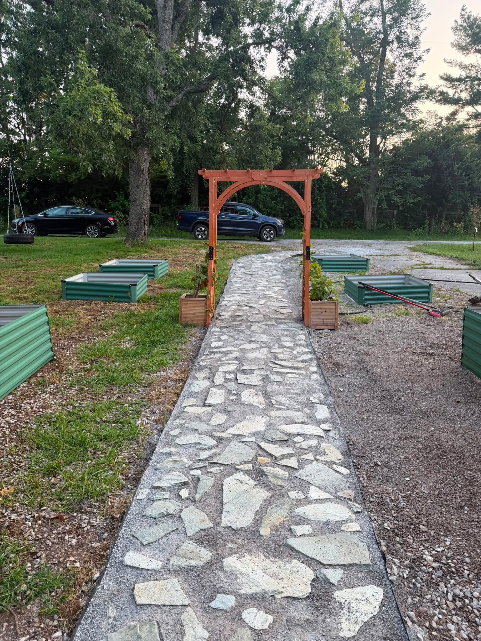 Sidewalk and garden area are coming along!
