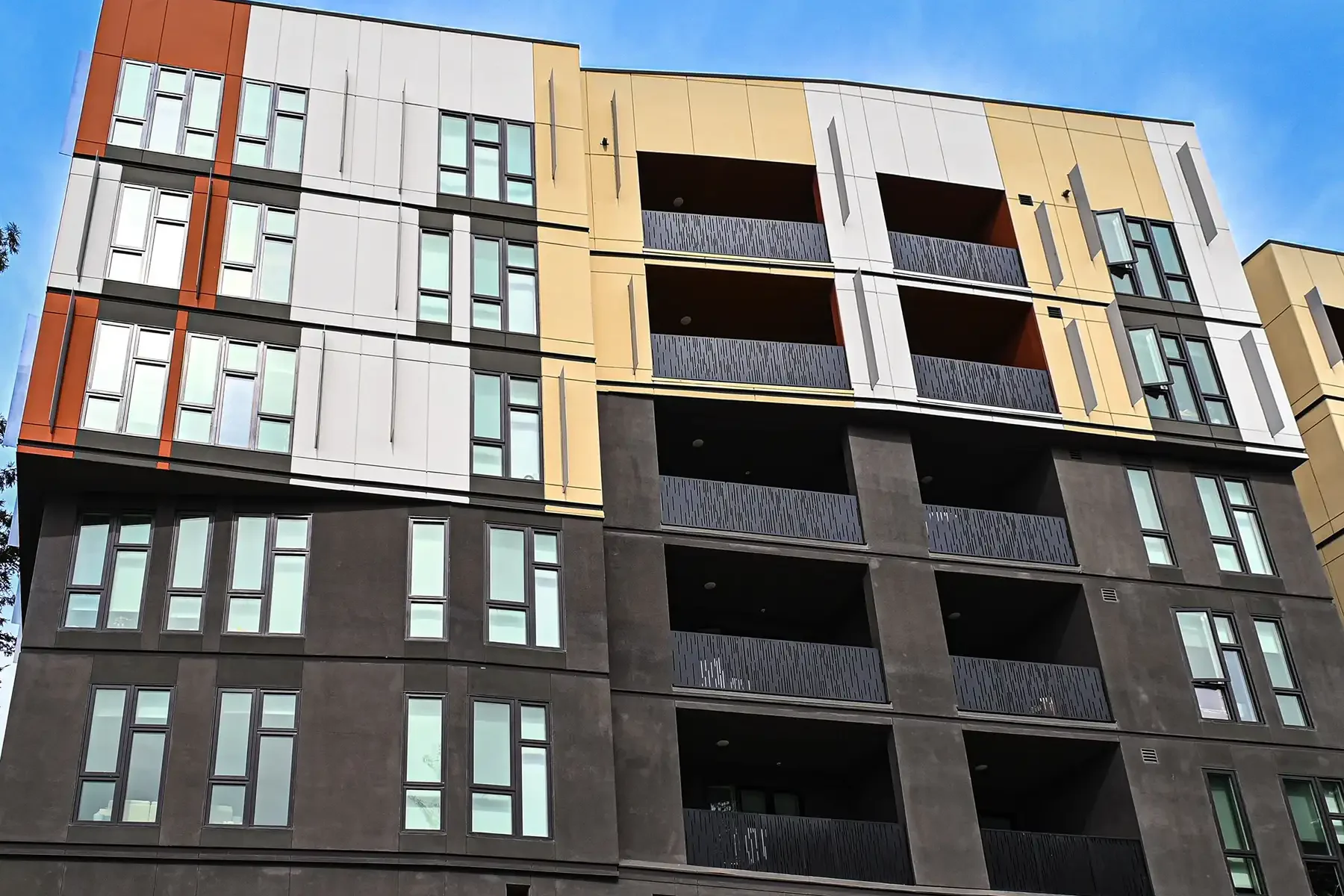 detail view of lakeside building siding