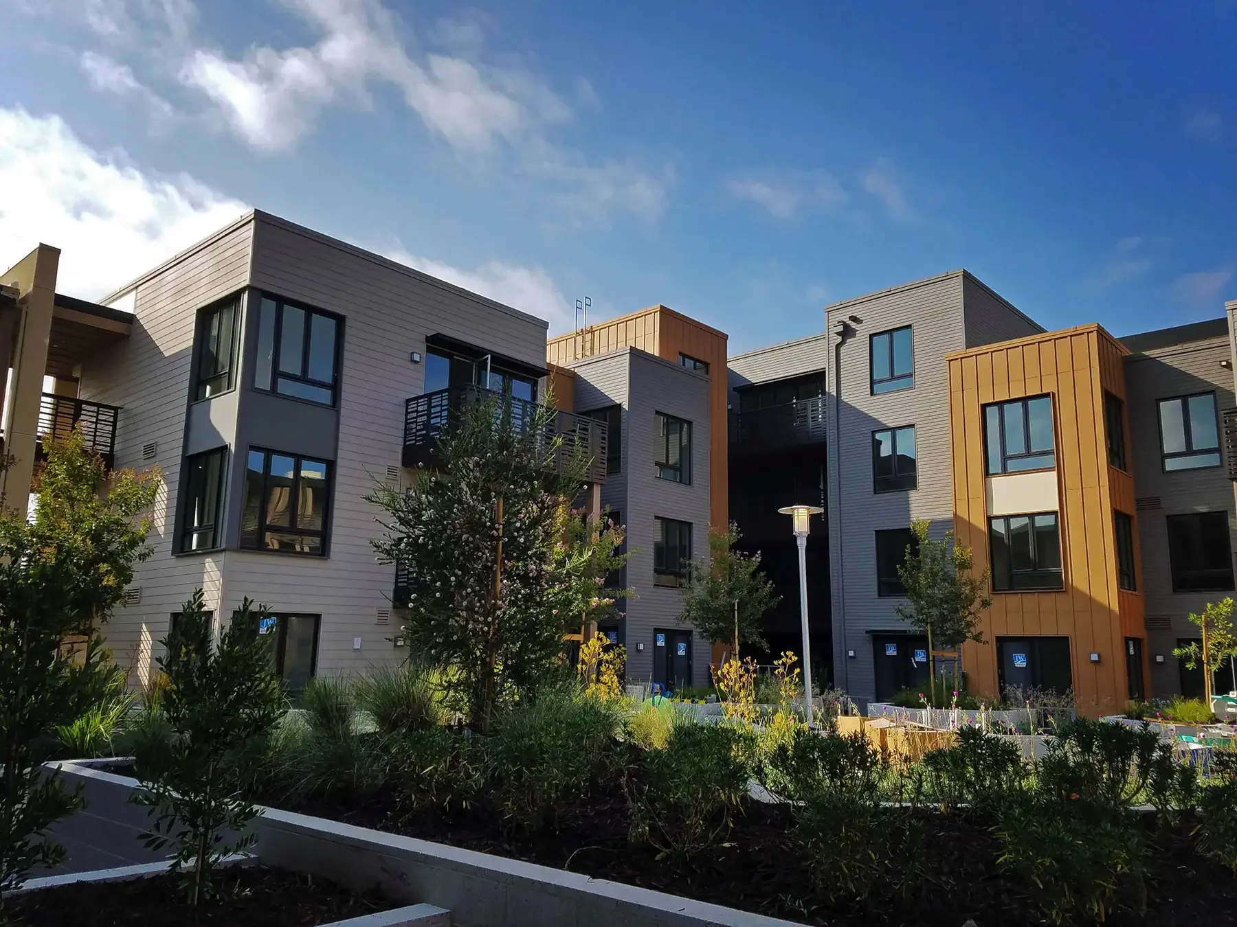wide view of university terrace building