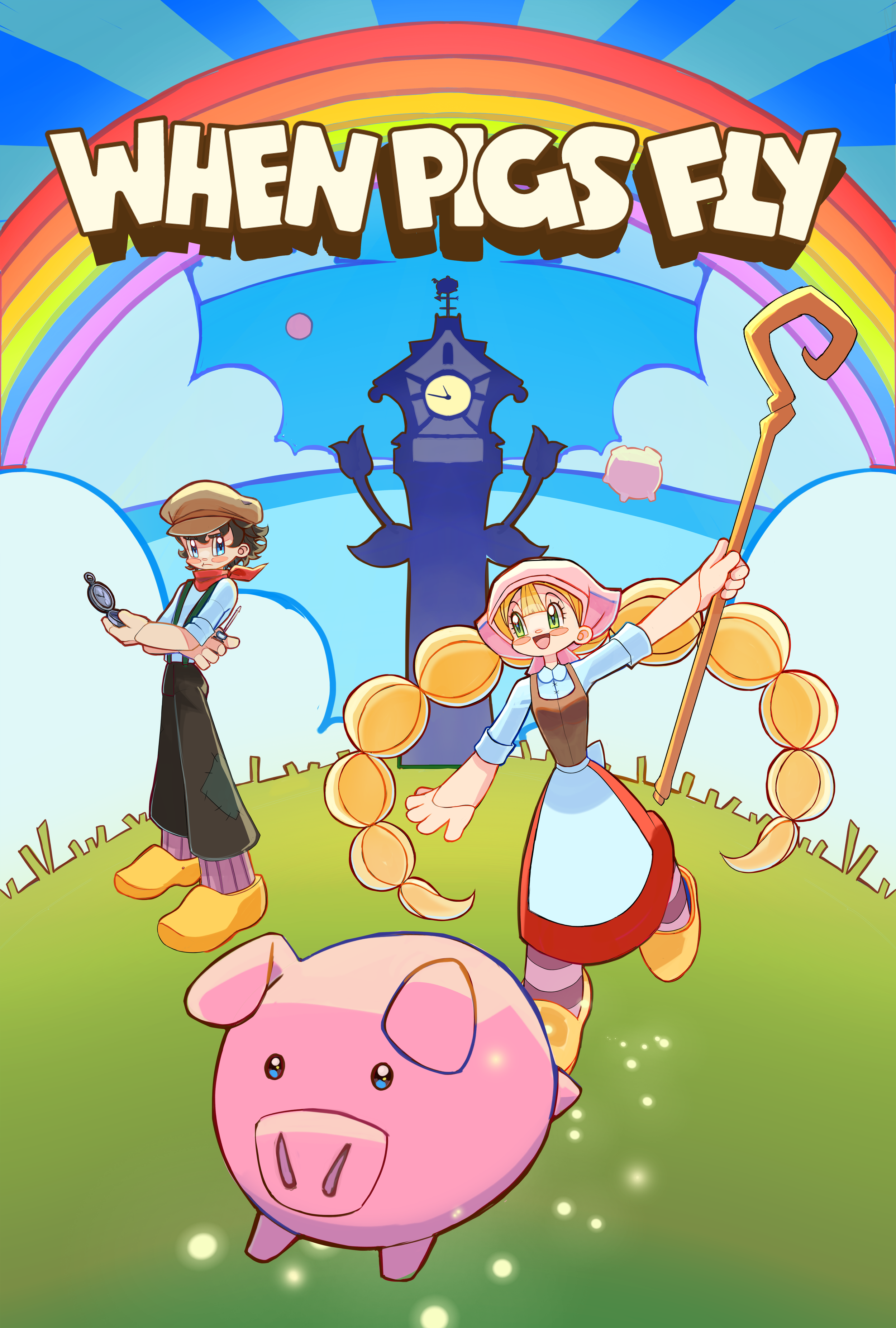 When Pigs Fly Poster, 2025. Made in Adobe Photoshop on Wacom Cintiq.
This poster was designed as a tentative movie poster for midterm.