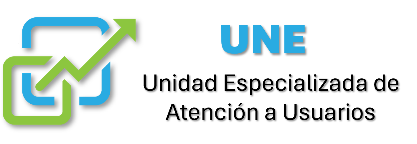 Logo con recuadros, flecha ascendente y texto 'Une la diferencia' en letras azules y negras.