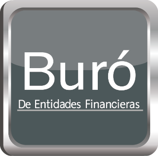 Logotipo que dice 'Buró de Entidades Financieras' en colores gris y blanco.