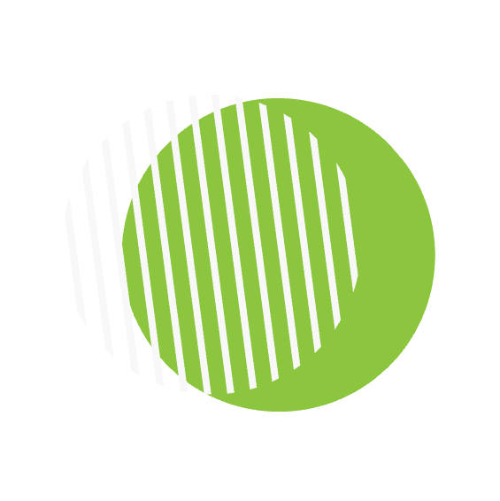 Ilustración de un globo terráqueo con rayas blancas y verdes en un fondo negro.