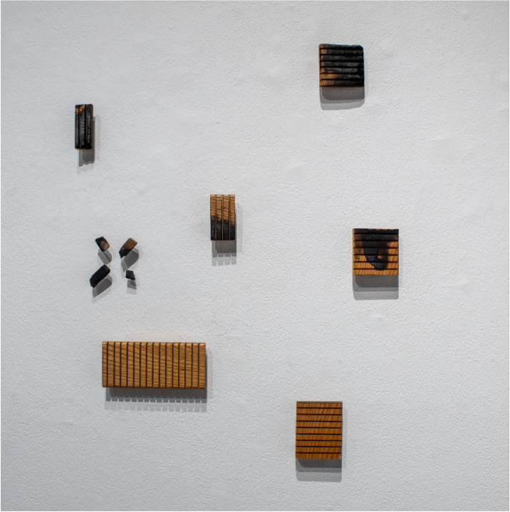 Stephania Ross
Ultralight Beam, 2025 
Burned wood

During the creation of this piece, I decided to experiment with the process of how a piece is created. I usually like to have a personal culture connection to my work, so I focused mainly on form. Th