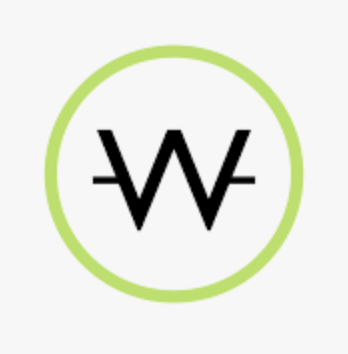 A logo with a black stylized 'W' inside a green circle.