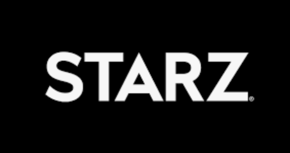 Starz logo in white on a black background.