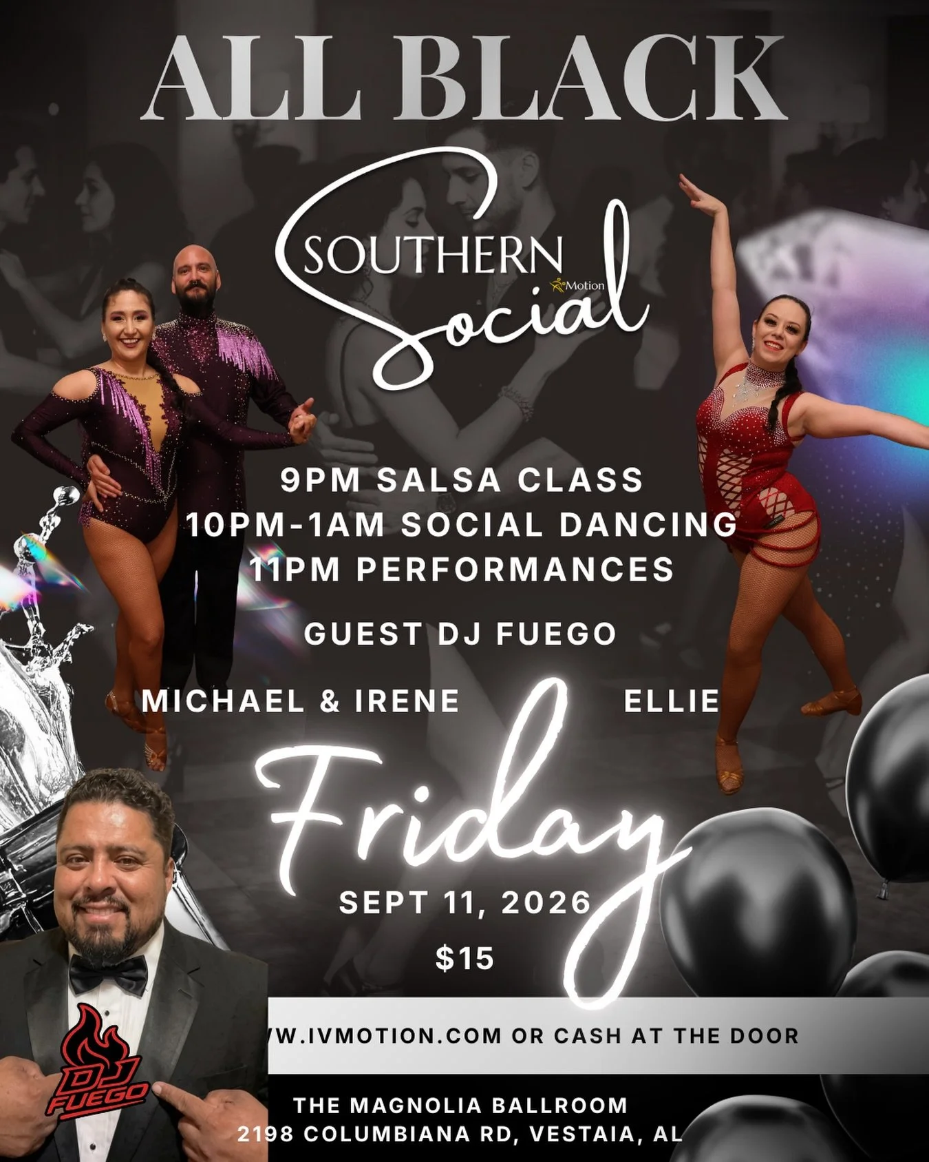 You asked, we delivered! 🖤 You voted for the All Black theme in the WhatsApp group, and we&rsquo;re bringing the fire! 🔥
🚨 Schedule Update: Southern Social is moving to the 2nd Friday of every month!
Join us Friday, Sept 11th:
💃 9 PM - Salsa Clas
