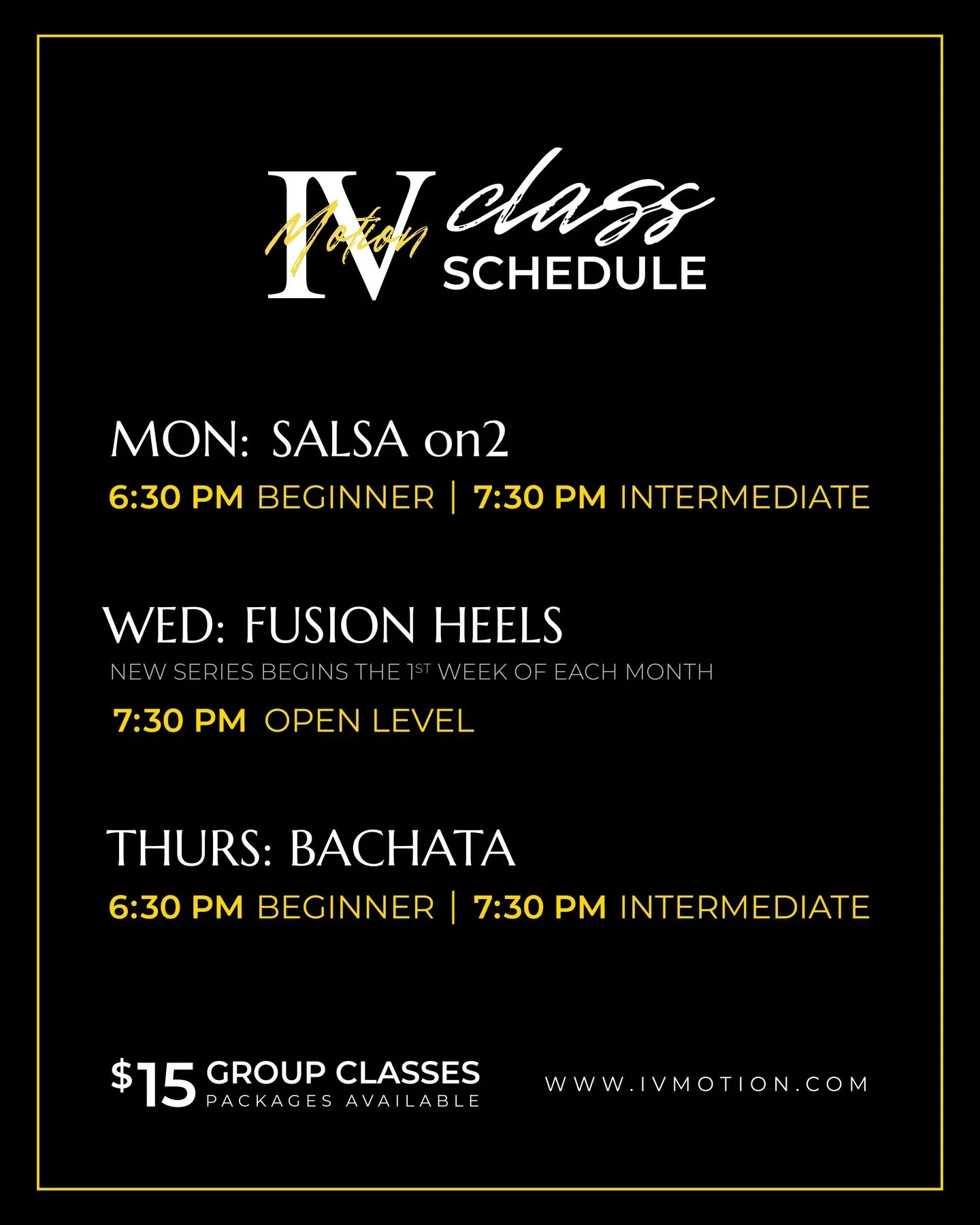 See you in class! 18yrs &amp; up
2198 Columbiana Ra, Vestavia, AL
www.ivmotion.com or pay at the door #salsa #bachata #birmingham #ivmotion #heels
