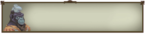 A cartoon gorilla wearing a chef's hat and apron, holding a large cooking spoon.