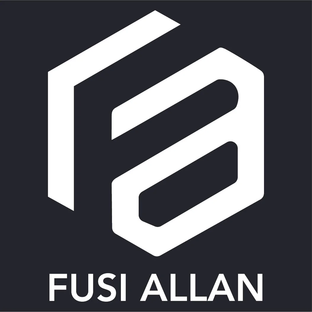 Logo featuring a geometric shape resembling the letter E with the text 'FUSI ALLAN' below.