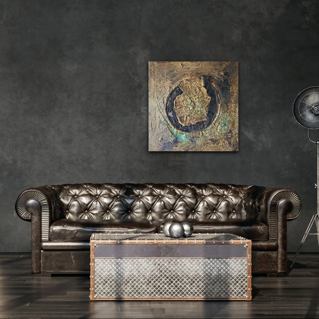 Objekt mit Rost  / 60 x 60 cm Leinwand (4,5 cm Tiefe) / Raumansicht