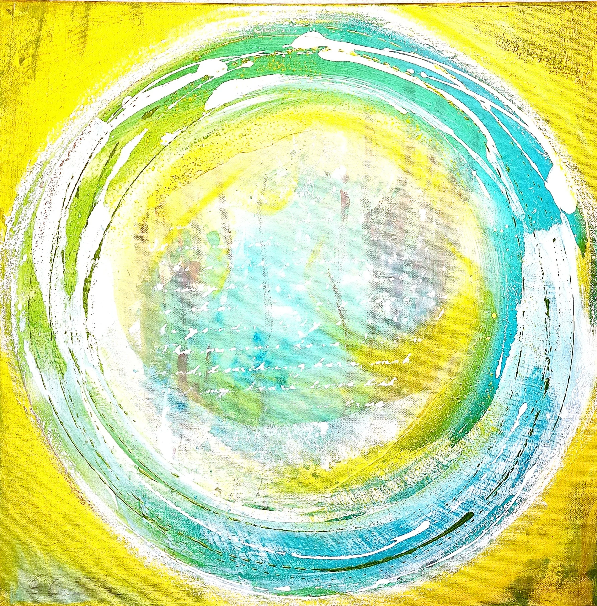 Circle Harmony / 58 x 58 cm Leinwand / Strukturen / Acrylfarbe / Sprays