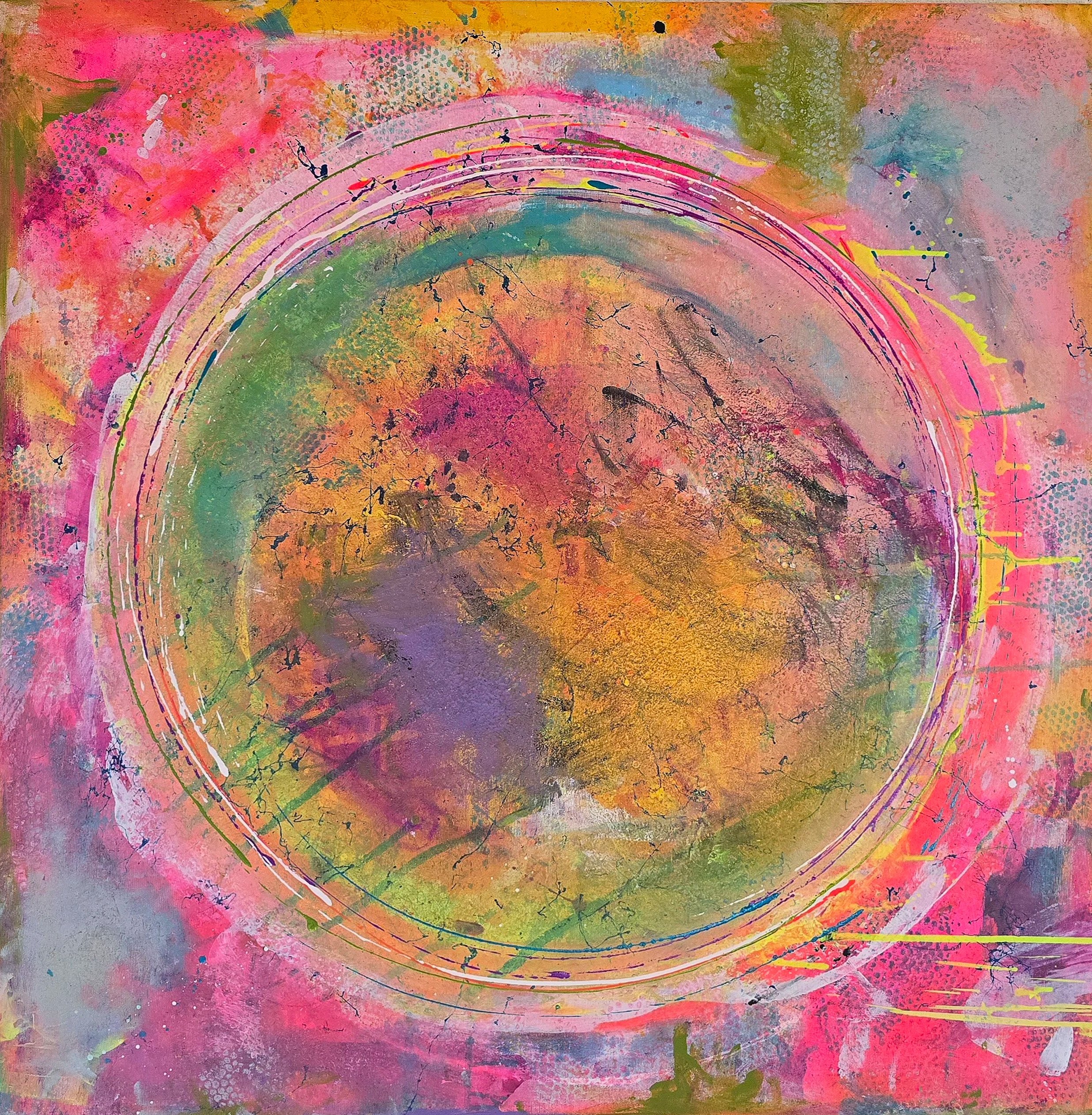 Circle Explode  / 100 x 100 cm Leinwand / Strukturen / Acrylfarbe / Sprays
