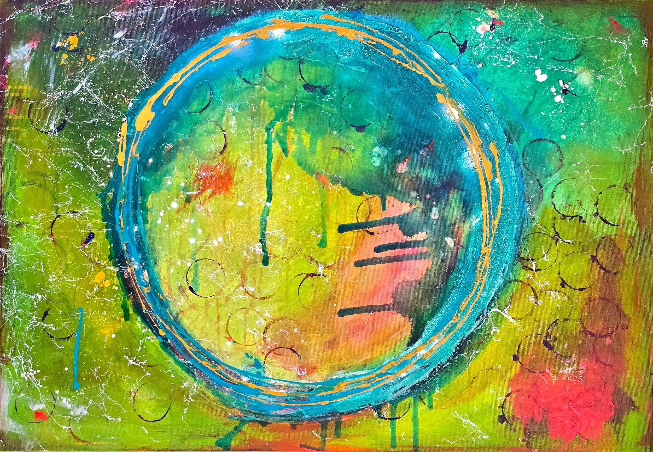 Circle "Green" / 70 x 100 cm Leinwand / Strukturen / Acrylfarbe