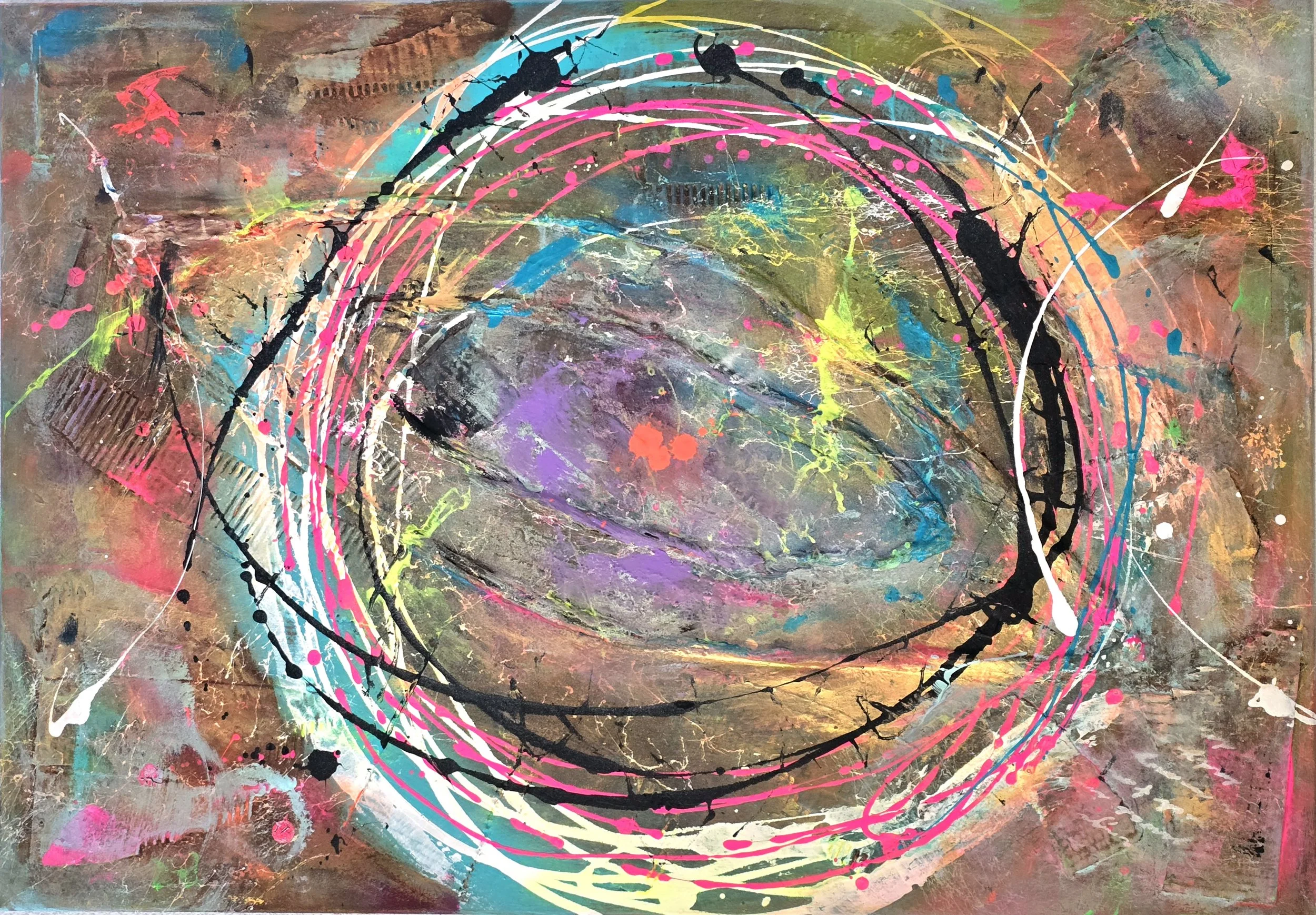 Circle Nr. 2 / 70 x 100 cm Leinwand / Strukturen / Acrylfarbe / Sprays
