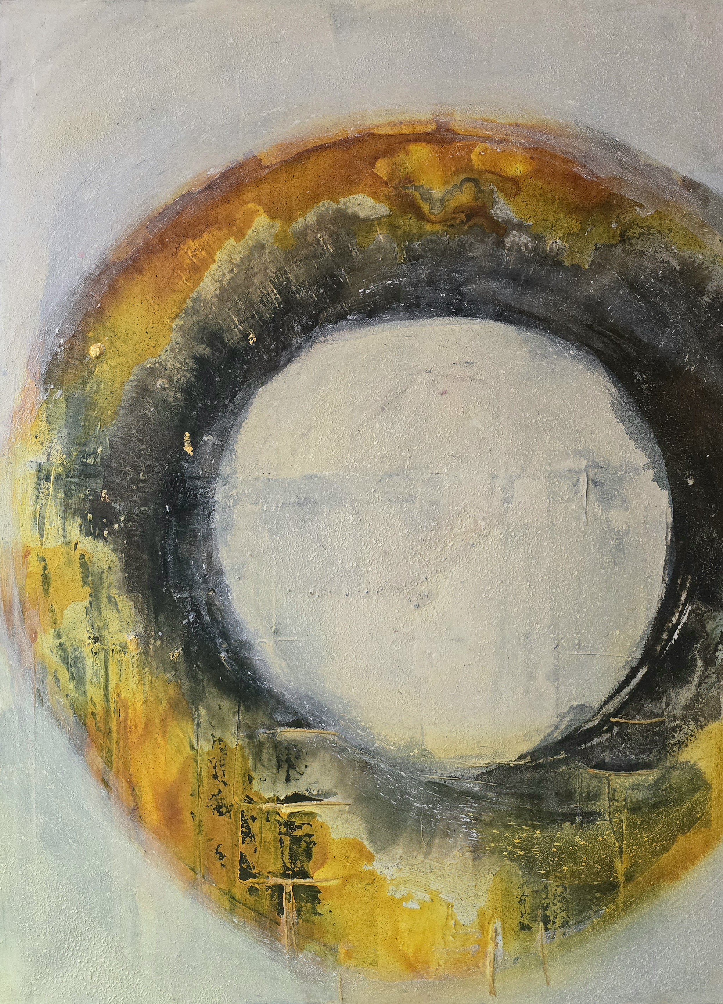 Circle Diptychon Part I / 60 x 80 cm Leinwand / Schattenfugenrahmen schwarz / Strukturen / Acrylfarbe