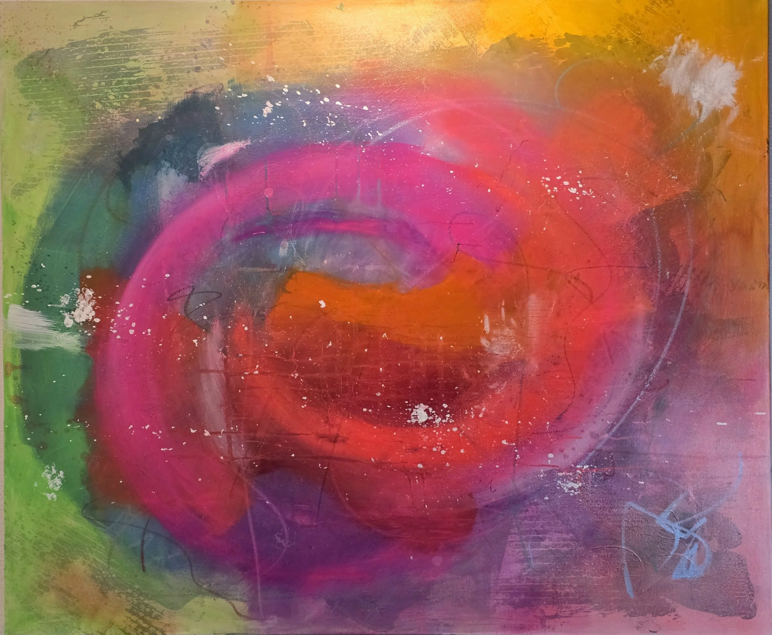 Circle XL Part II / 100 x 120 cm Leinwand (4,5 cm Tiefe) / Strukturen / Acrylfarbe / Sprays 