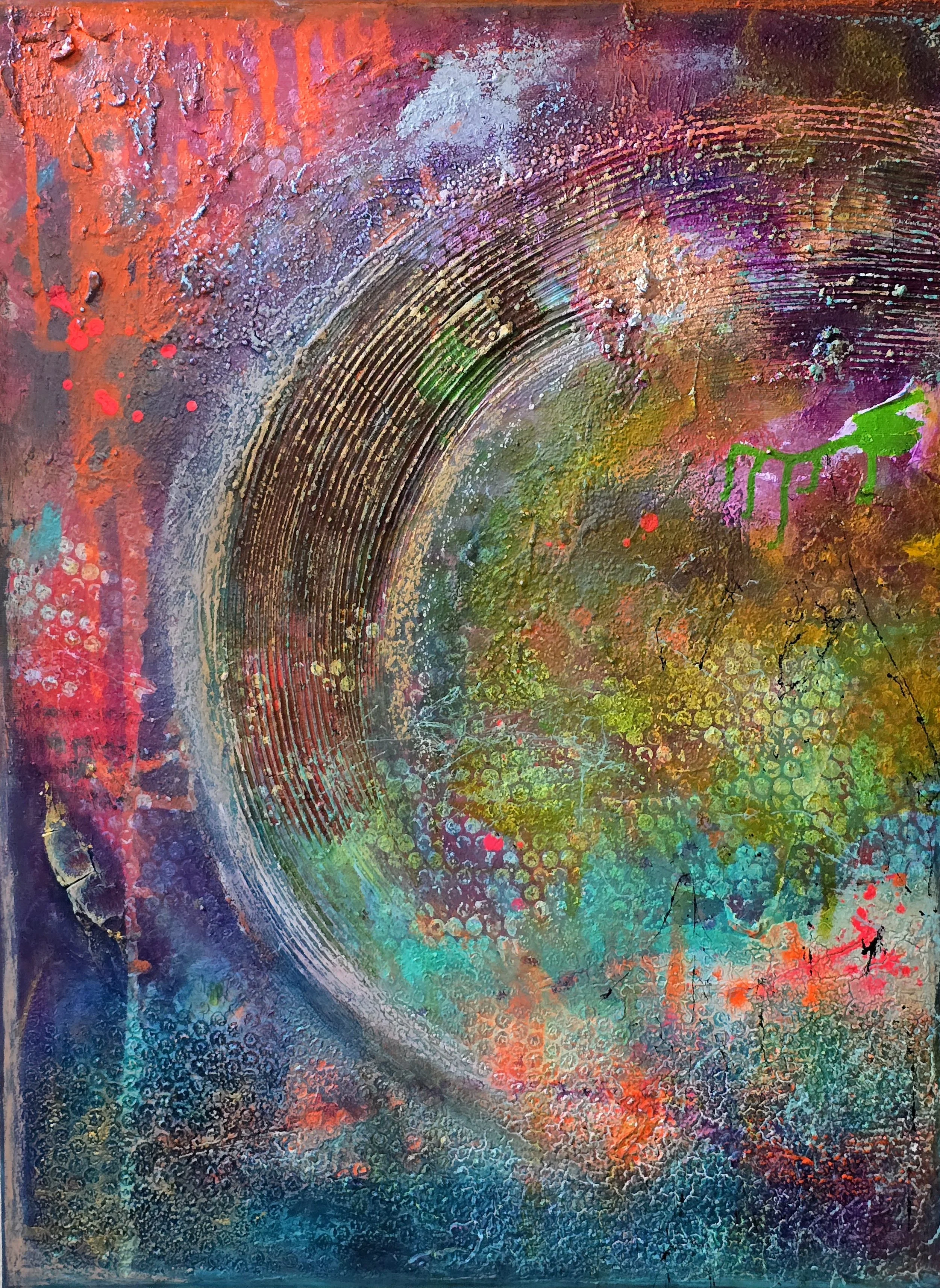 Circle Diptychon Part I / 60 x 80 cm Leinwand (4,5 cm Tiefe) / Strukturen / Acrylfarbe / Sprays / Rost