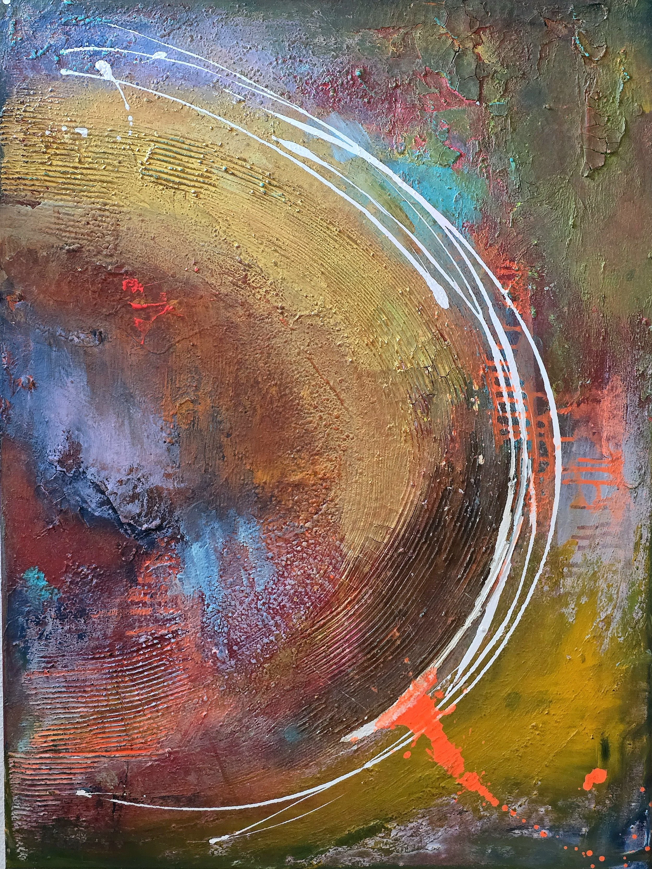 Circle Diptychon Part II / 60 x 80 cm Leinwand (4,5 cm Tiefe) / Strukturen / Acrylfarbe / Sprays / Rost