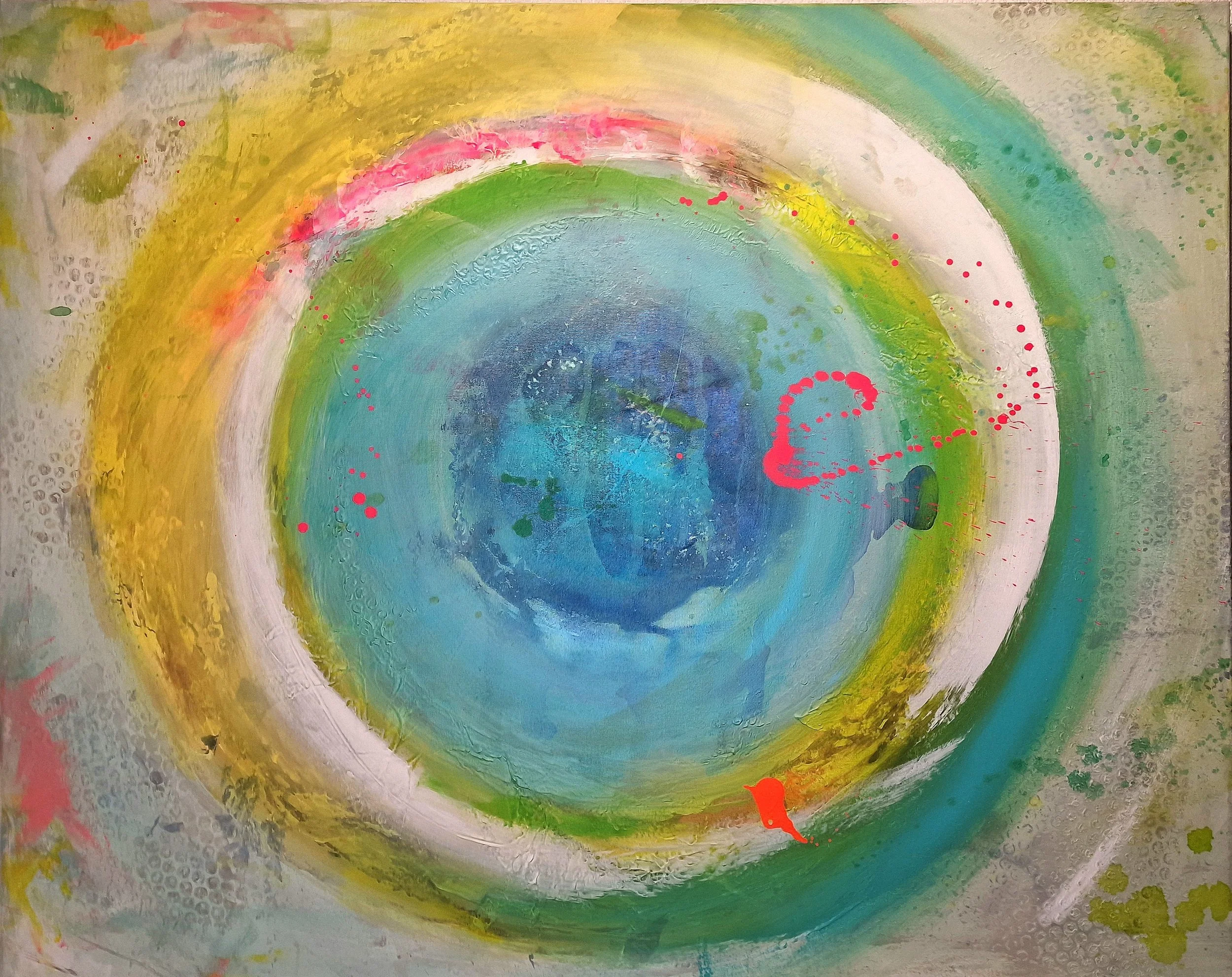 Circle Cool / 80 x 100 cm Leinwand / Strukturen / Acrylfarbe / Sprays