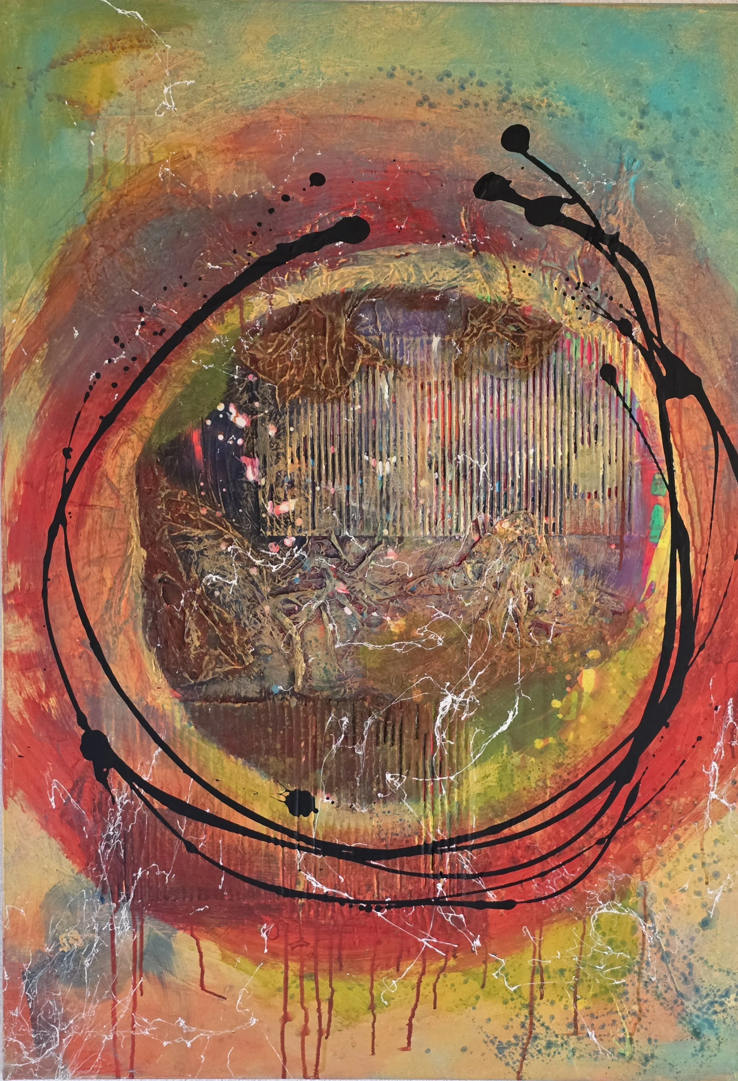 Circle Nr. 7 / 70 x 100 cm Leinwand / Strukturen / Acrylfarbe / Sprays / Rost