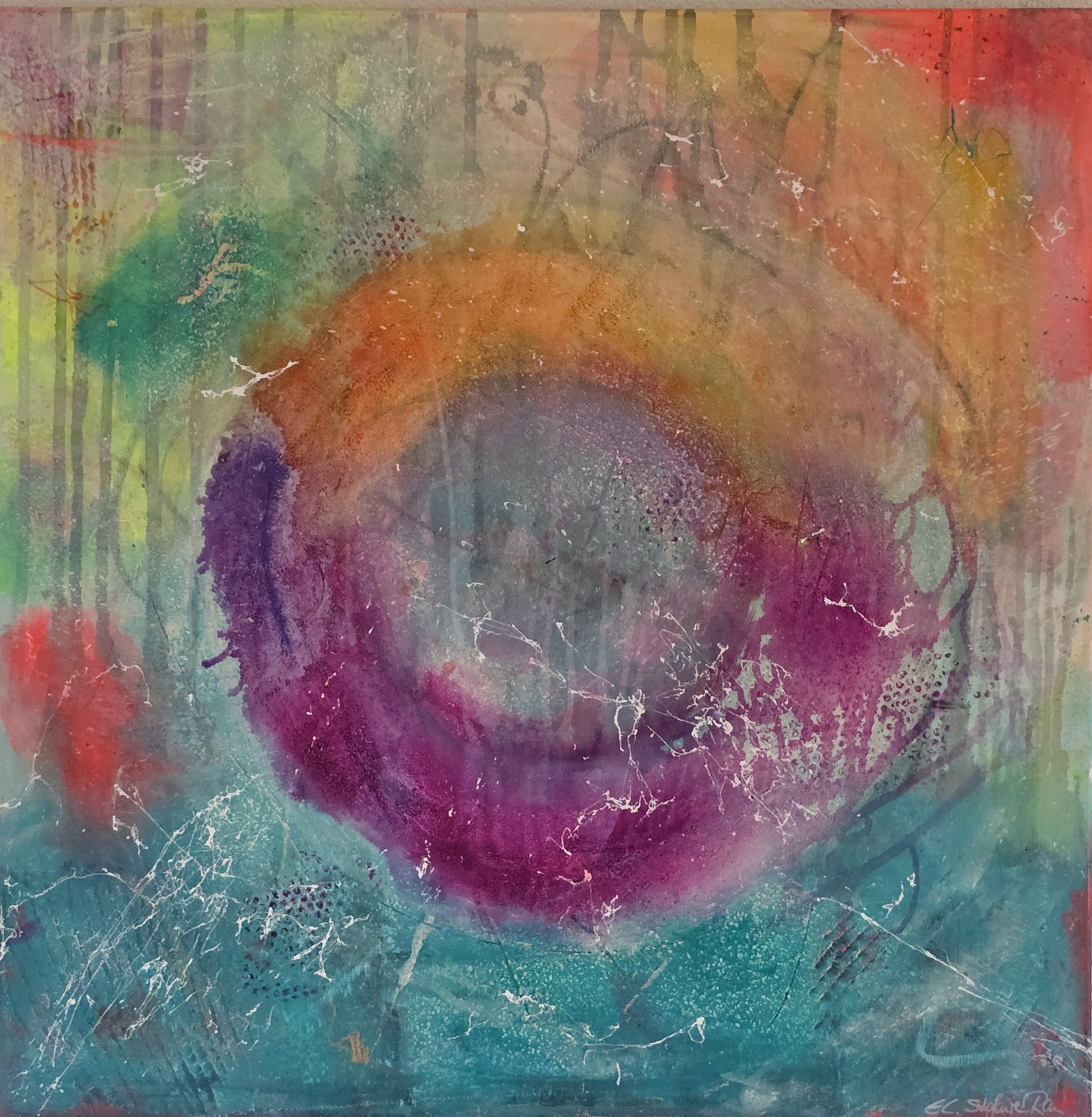 Circle Under Water / 80 x 80 cm Leinwand / Strukturen / Acrylfarbe / Sprays