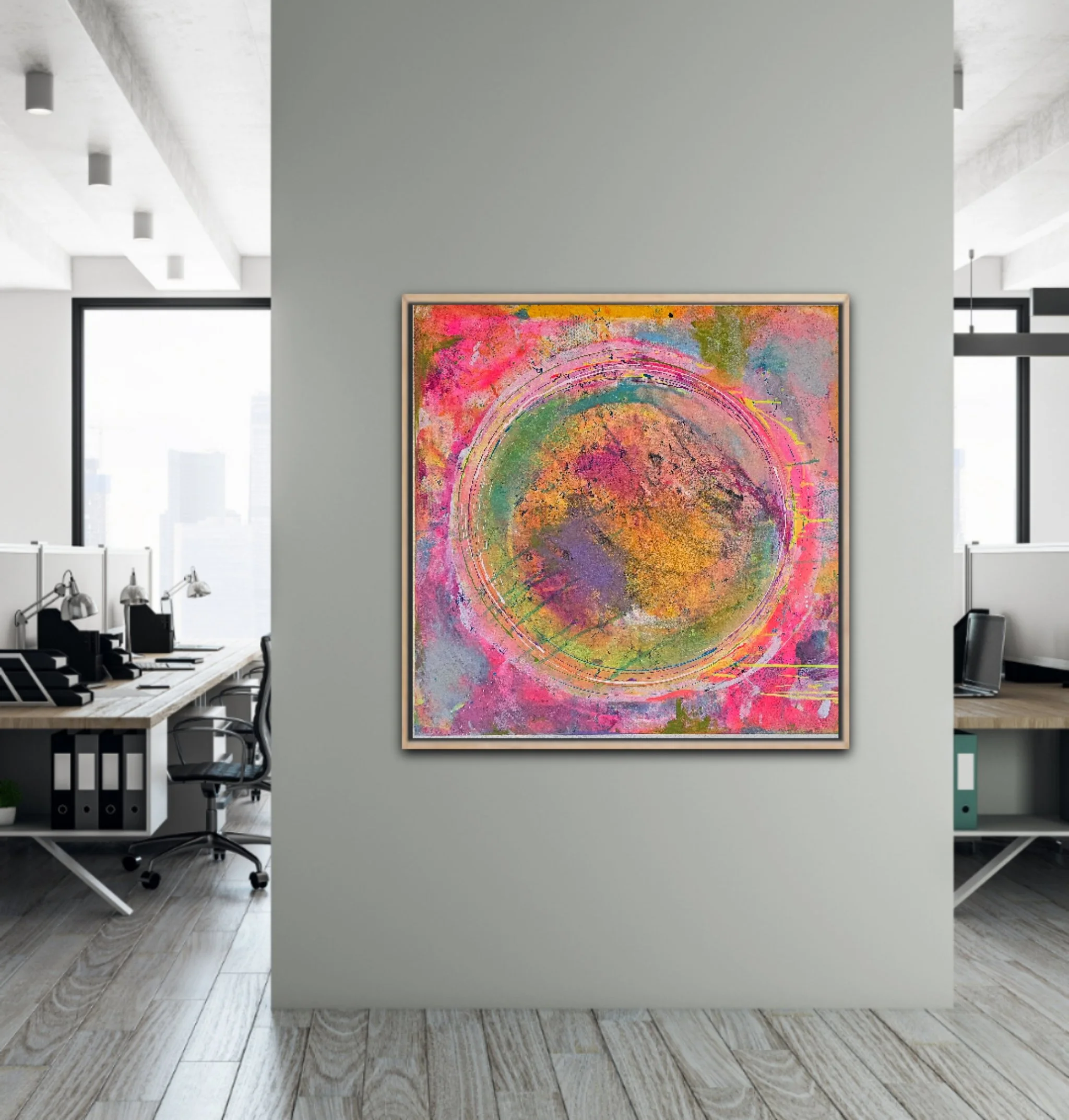 Circle Explode  / 100 x 100 cm Leinwand / Raumansicht