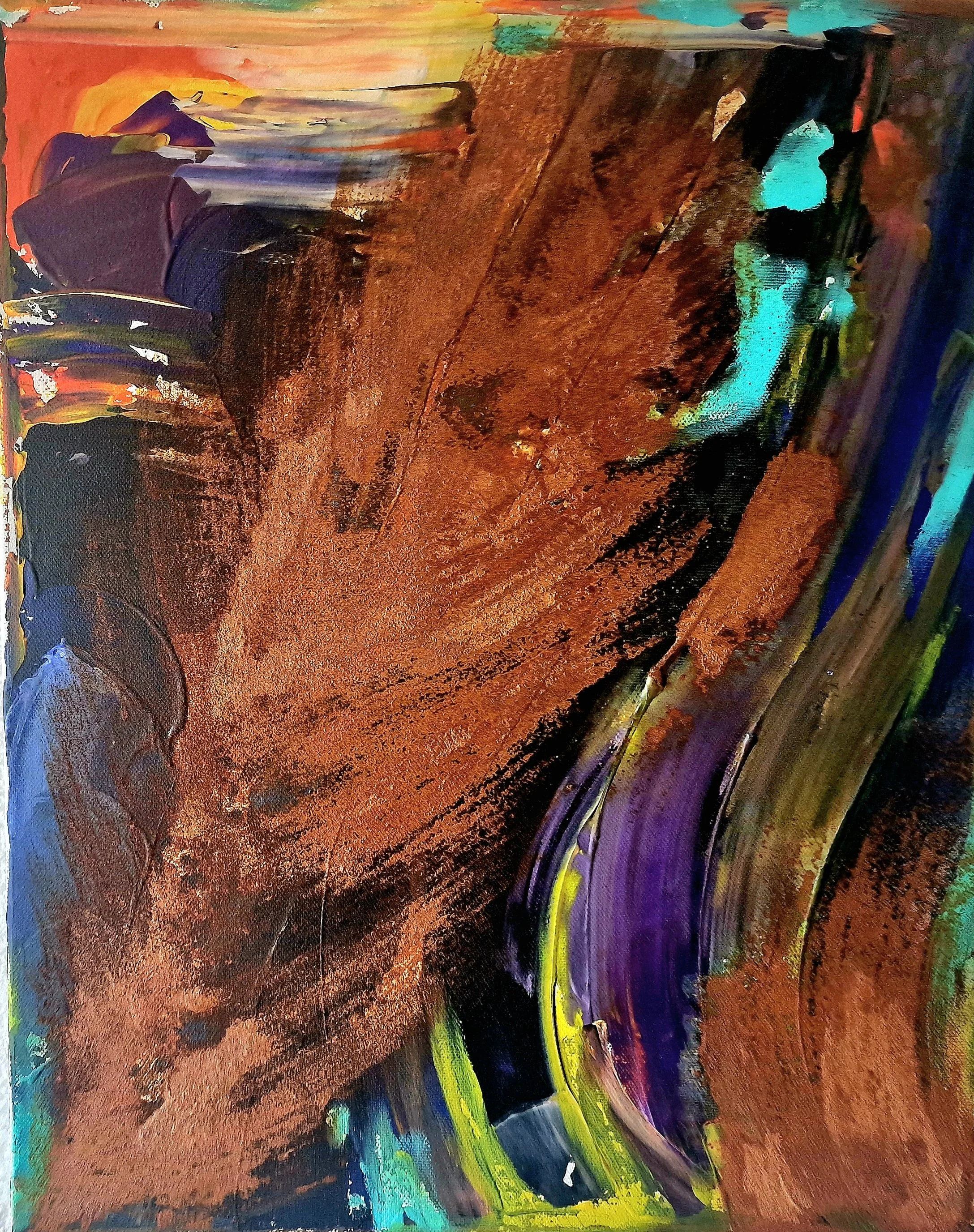 Feder aus Rost / 40 x 50 cm Leinwand / Schattenfugenrahmen Schwarz / Strukturen / Acrylfarbe / Rost