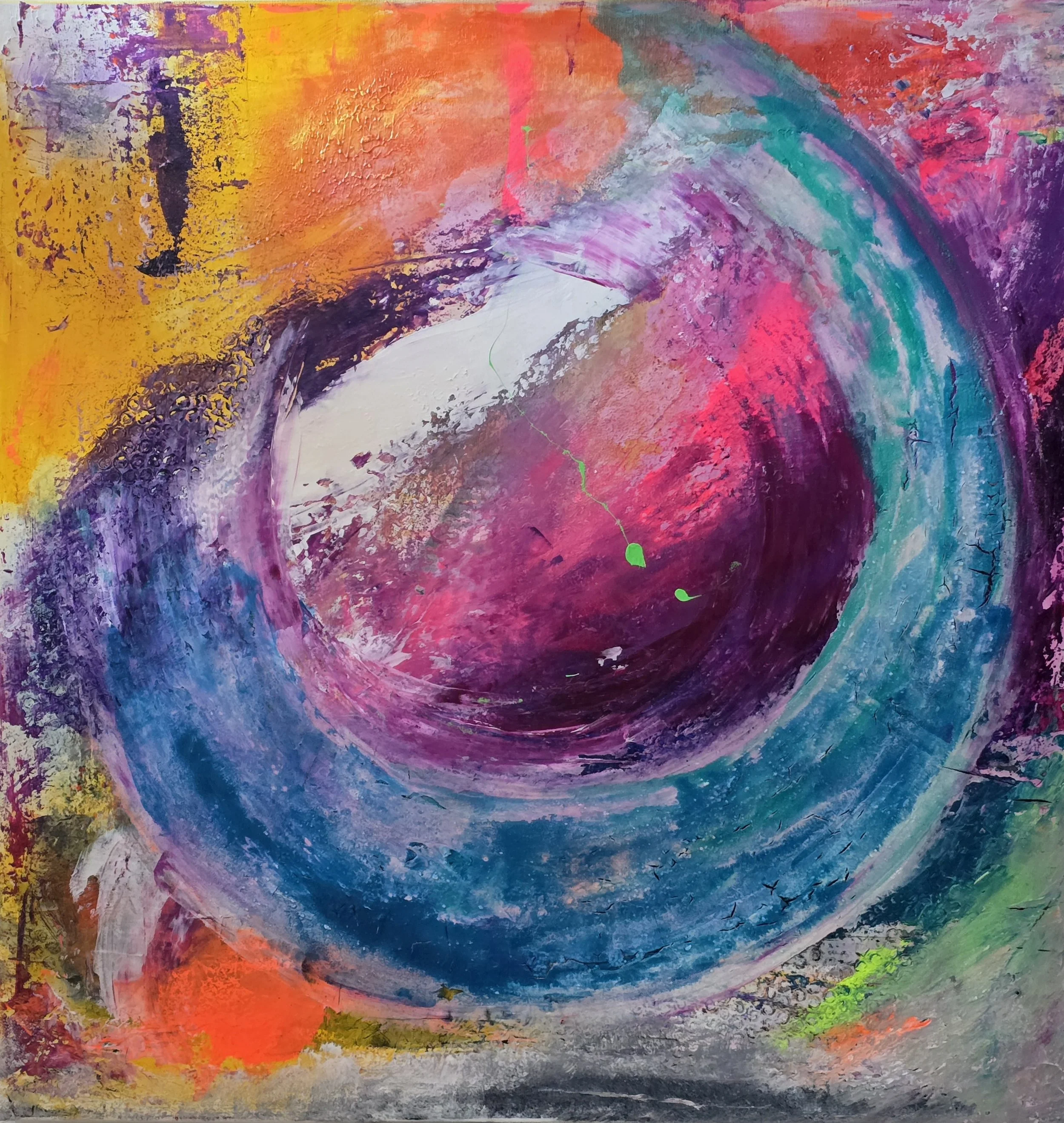 Circle Wave / 80 x 80 cm Leinwand / Strukturen / Acrylfarbe / Sprays 