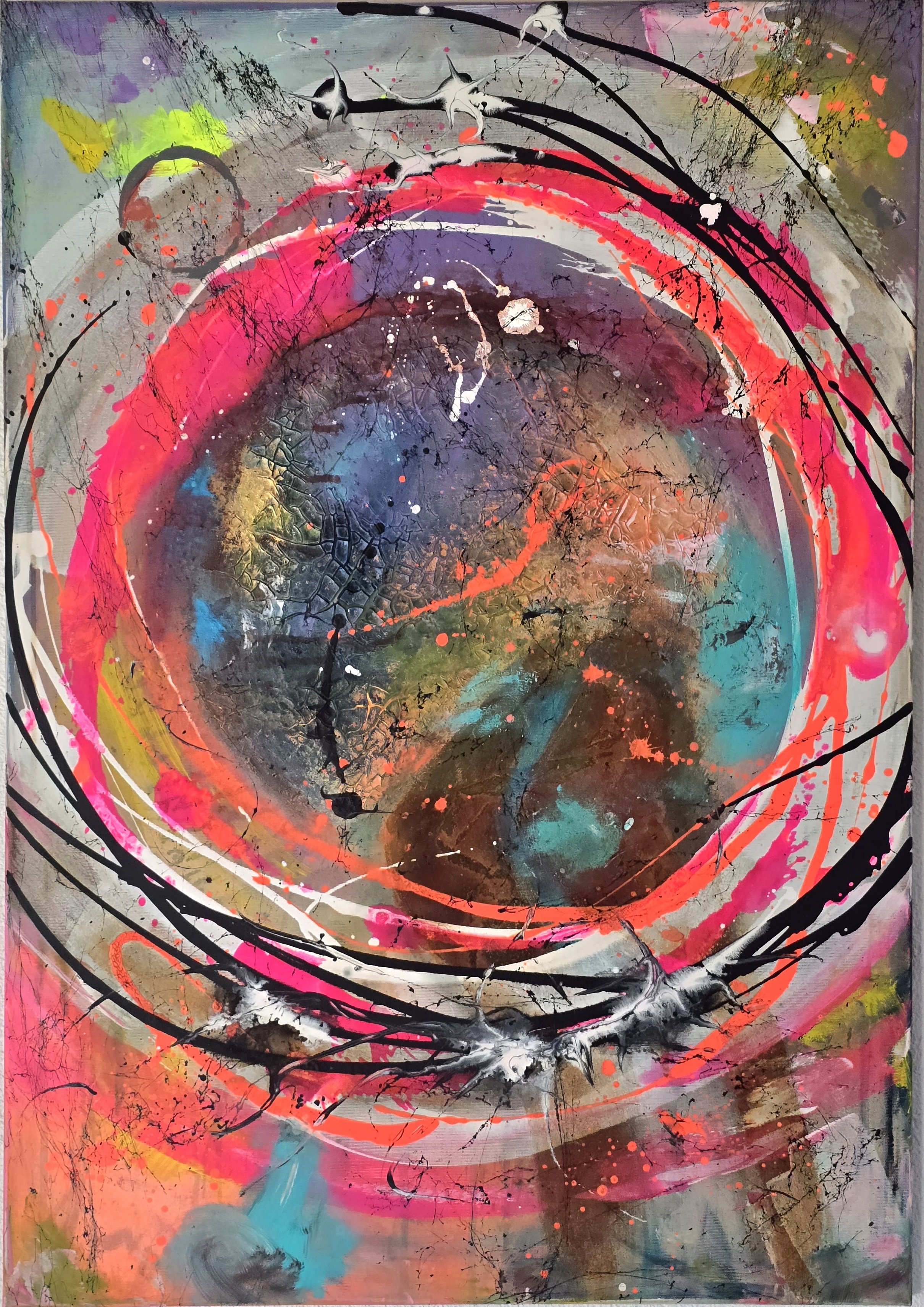 Circle Nr. 5 / 70 x 100 cm Leinwand / Strukturen / Acrylfarbe / Eisenoxid