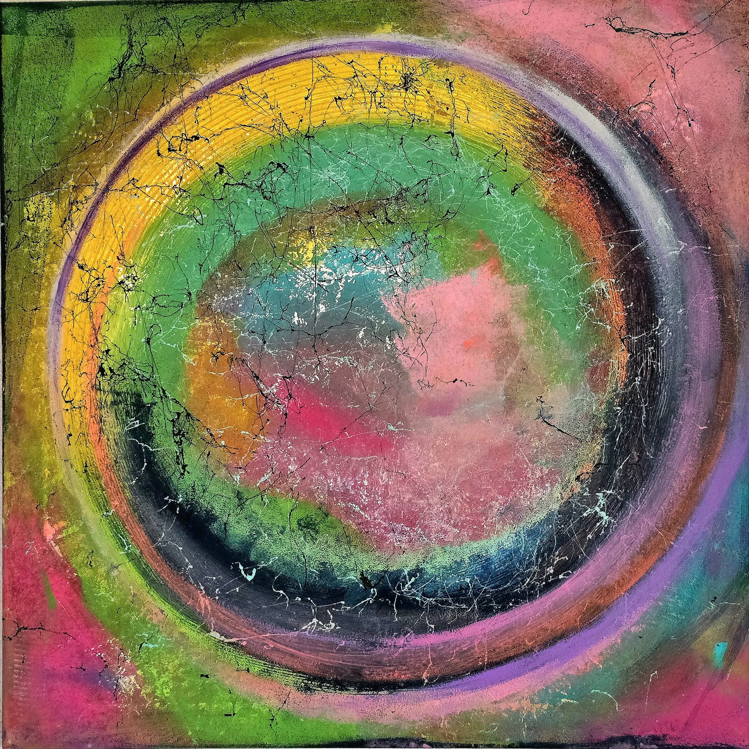 Circle Small Part II / 70 x 70 cm Leinwand / Strukturen / Acrylfarbe / Sprays 