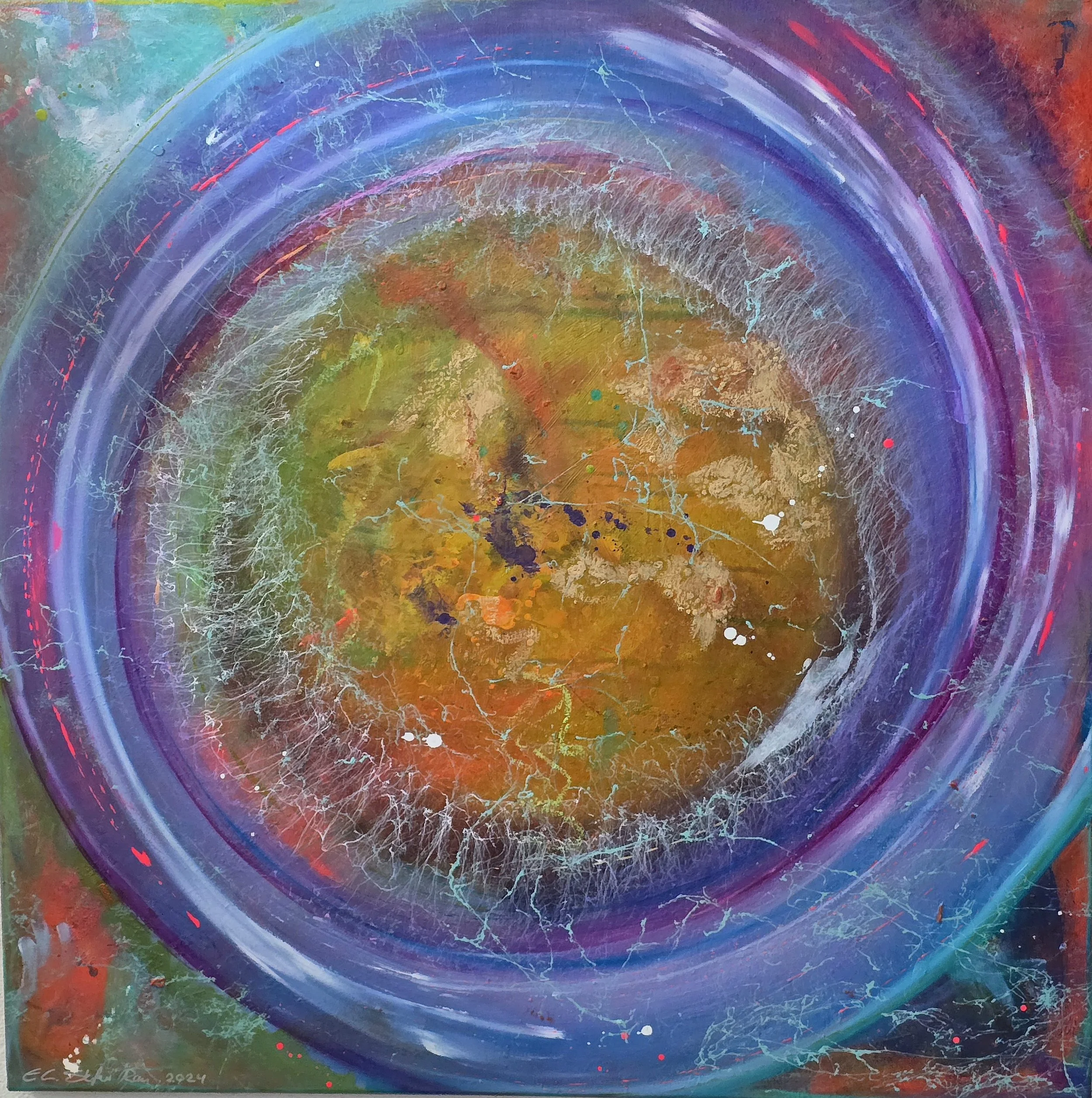 Circle Centrifugal / 80 x 80 cm Leinwand / Acrylfarbe / Strukturen / Sprays