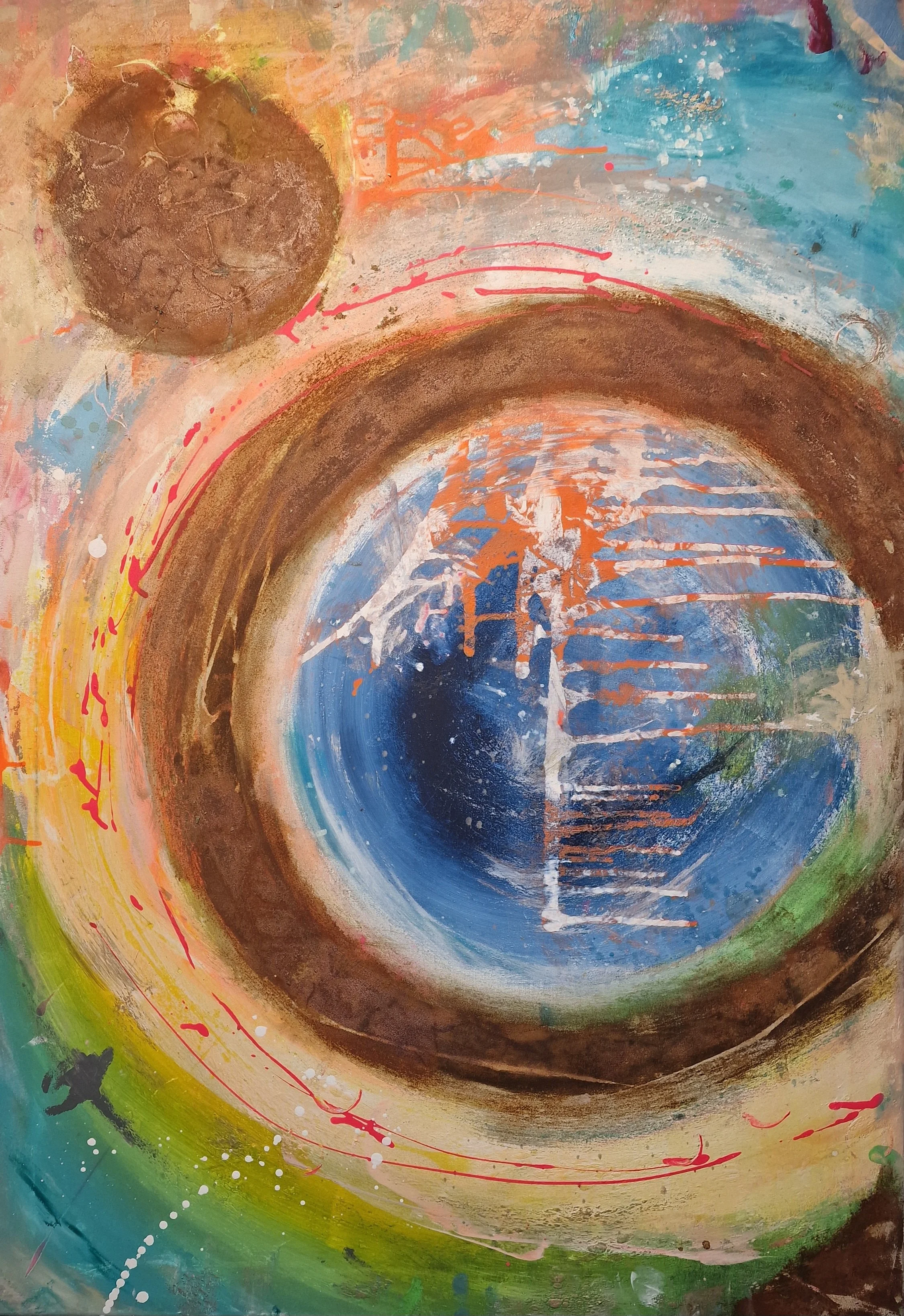 Circle Nr. 3 / 70 x 100 cm Leinwand / Strukturen / Pigmente / Sprays / Rost