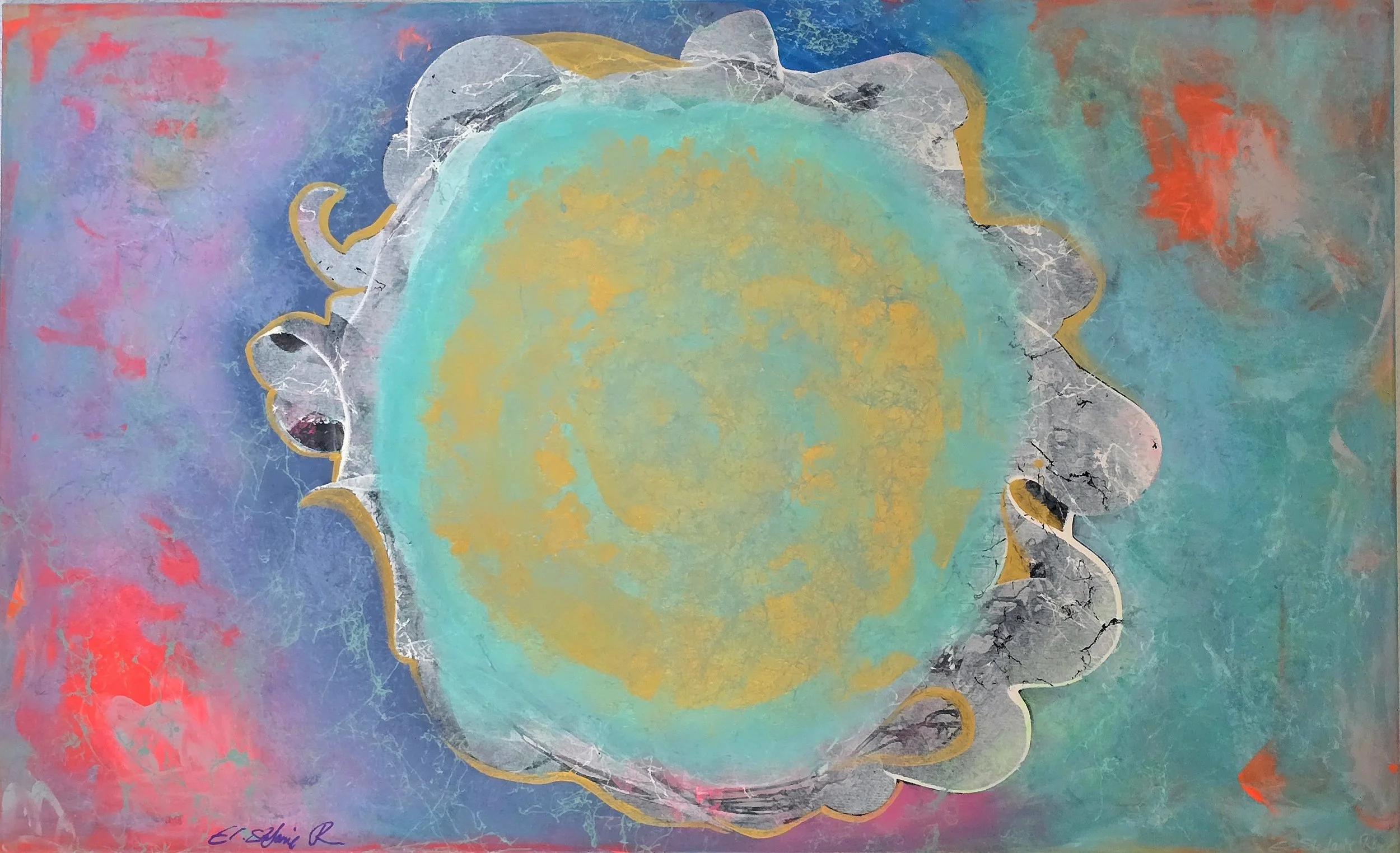 Circle Medusa / 80 x 130 cm Leinwand / Strukturen / Acrylfarbe / Sprays  