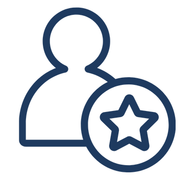 Icon of a person with a star badge, representing achievement or recognition.