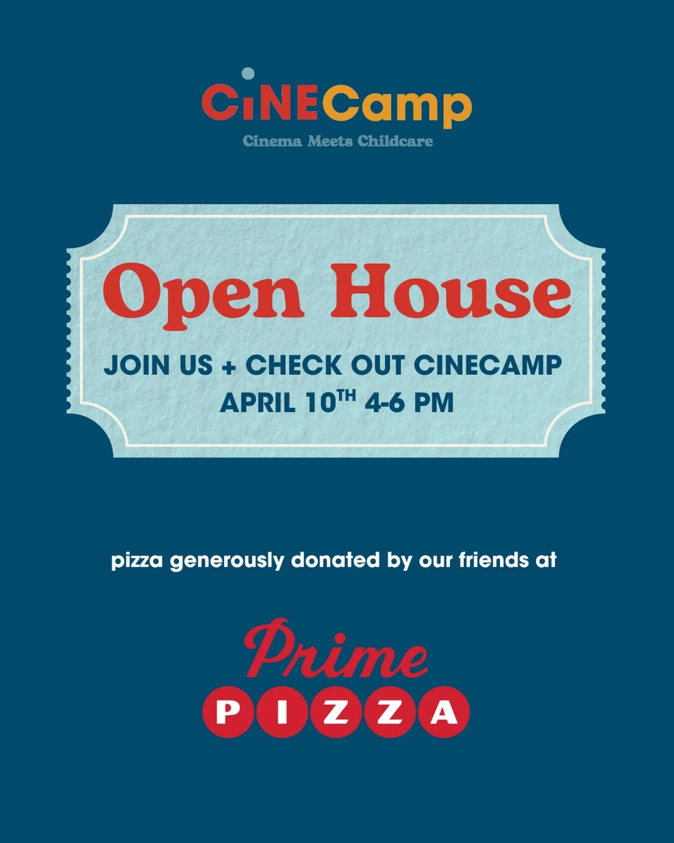 Come get to know Cinecamp and explore the space. We&rsquo;ll have a craft activity for your Cinecamper, a caregiver from @thecradlecompany and some delicious slices provided by our friends at @primepizzala. 

This event is FREE, no RSVP needed.

@reg