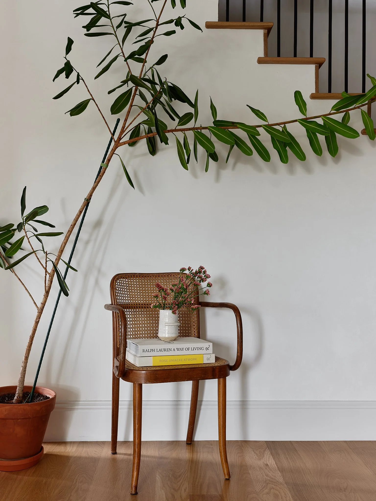 Minimalist Chateau interior designed by Sarah Hart Interior Design in Charleston, showcasing a full-service renovation with plaster walls, custom cabinetry, La Cornue range, SubZero fridge, and marble countertops.