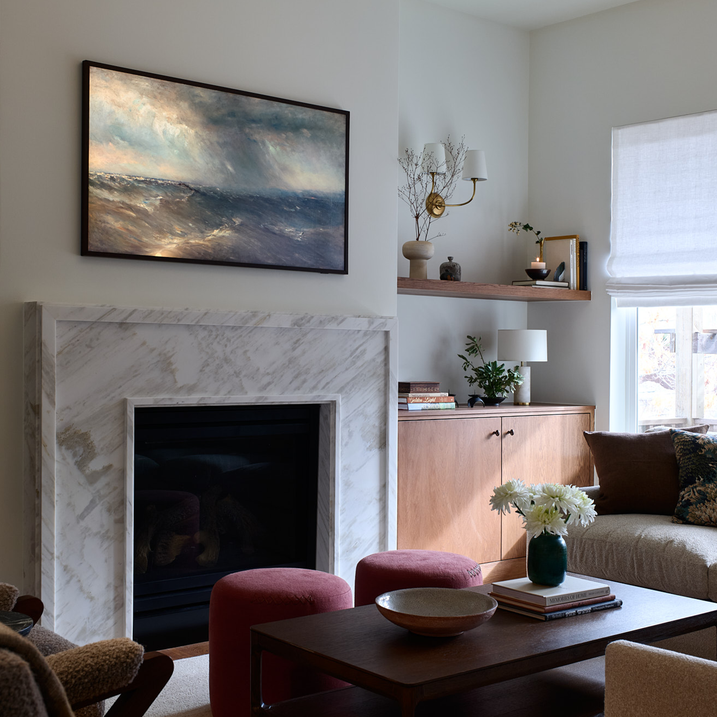 Custom furniture for living room project by Charleston Interior Designer Sarah Hart Interior Design. 