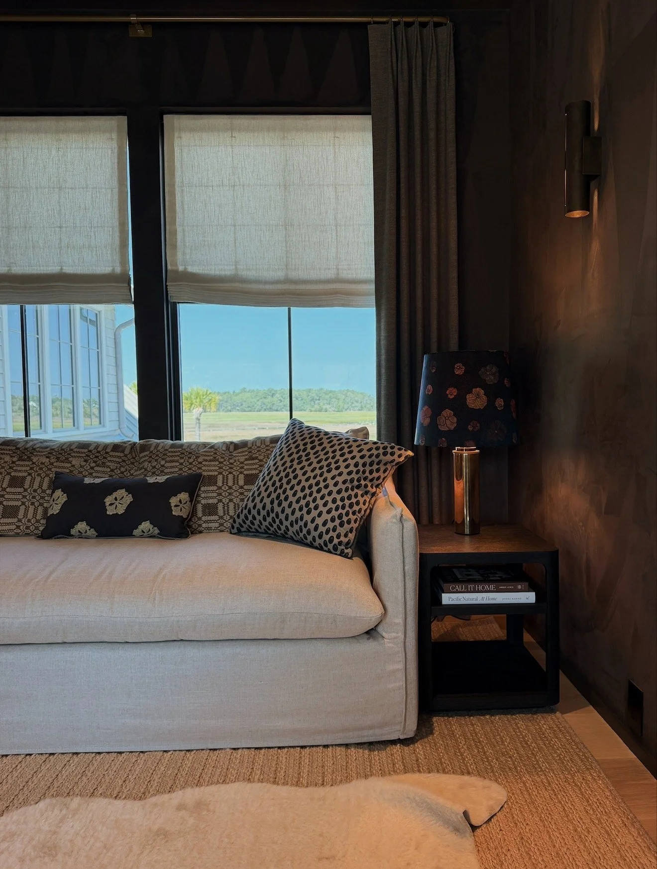 Bespoke furnishings for a sitting room project tin Daniel Island, SC -- outside of Charleston, South Carolina by Denver interior designer Sarah Hart. 