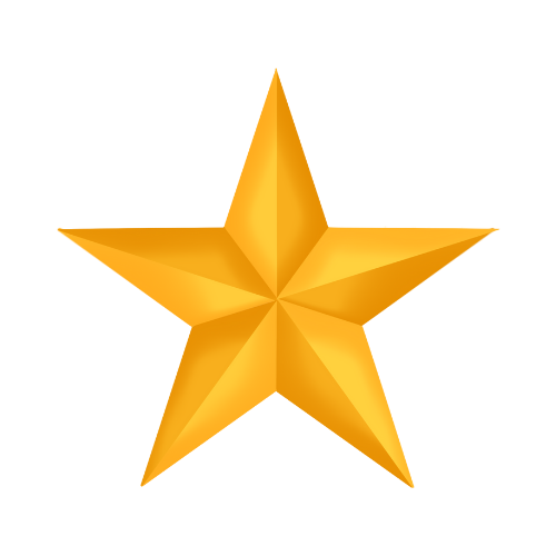 Golden five-pointed star with a 3D appearance.