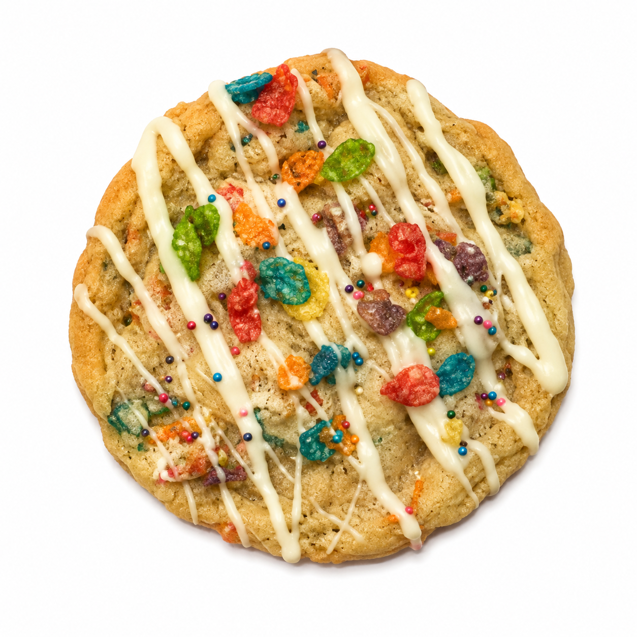 Fruity Pebble White Chocolate Cookie