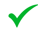 Green check mark inside a black circle with a green outline.