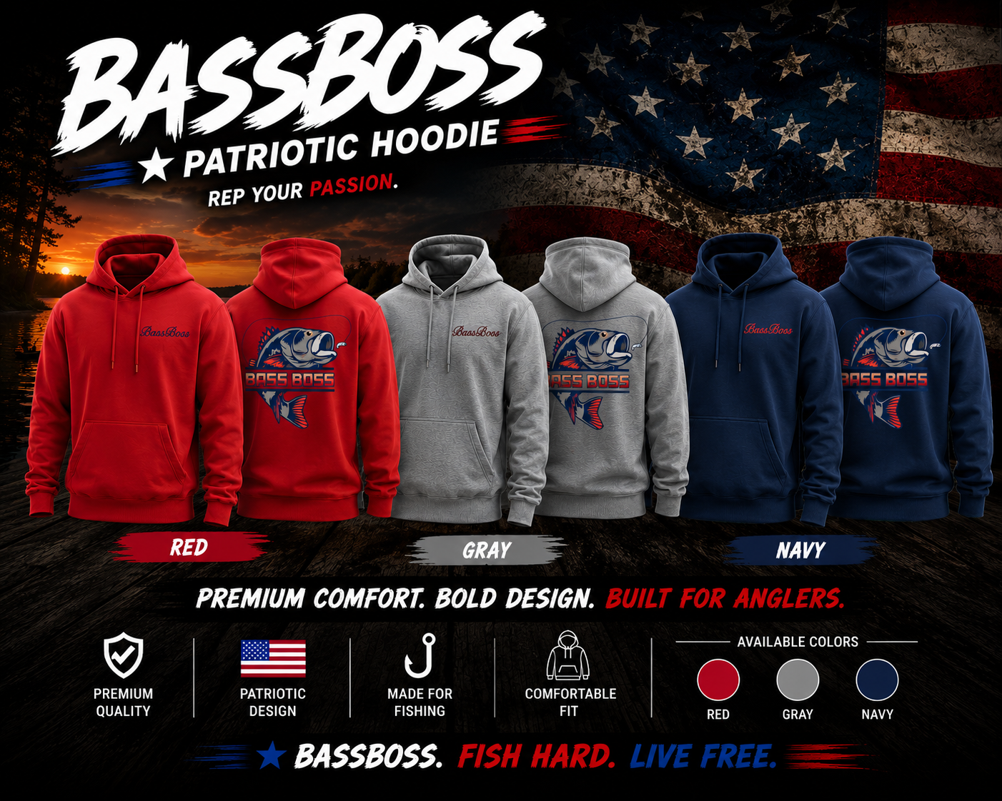 BassBoss Patriotic Hoodie