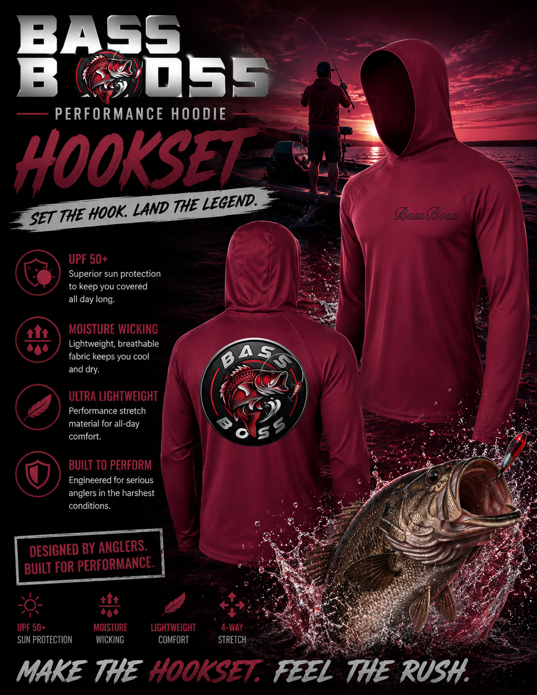 BassBoss Hookset Performance Hoodie