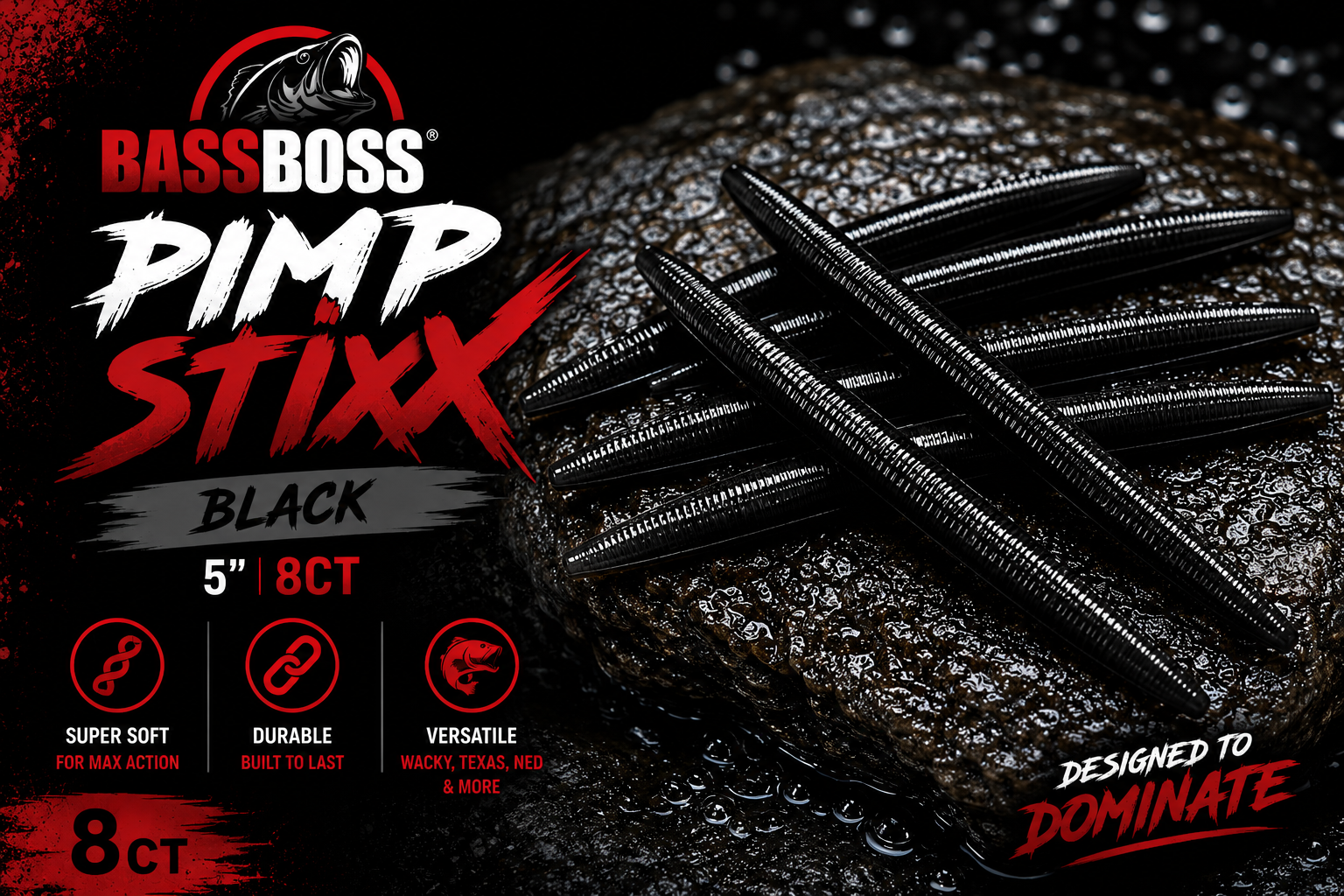 Pimp Stixx 5" ~ "Black" ~ 8ct.