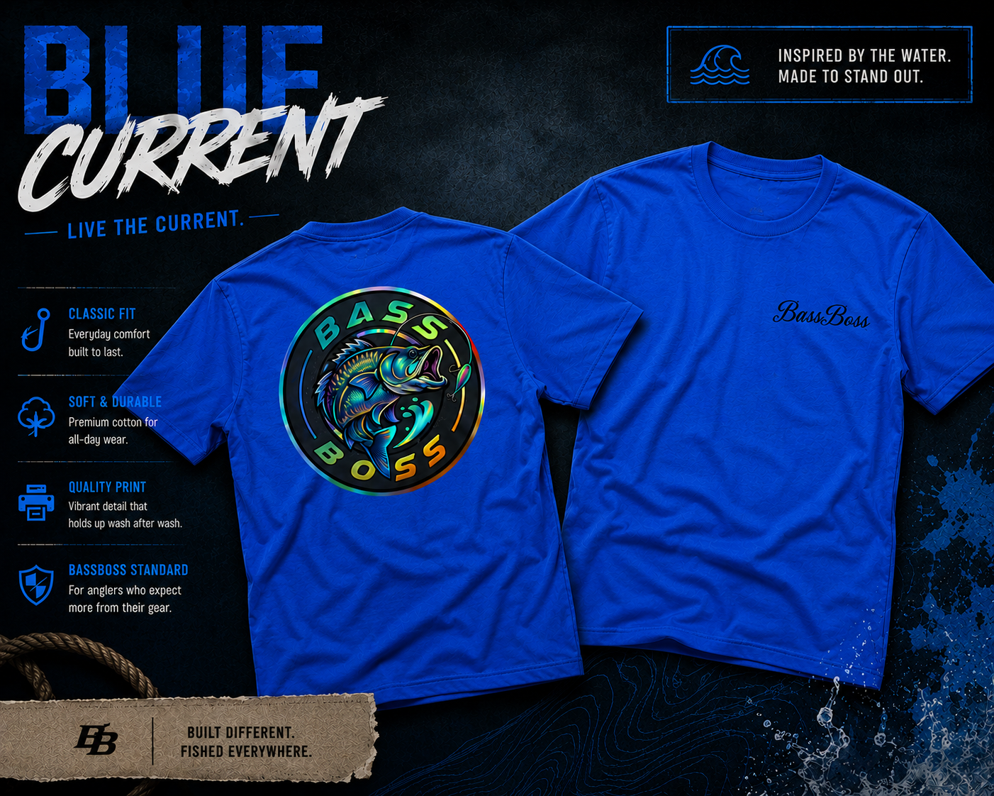 BassBoss "Blue Current" Tee