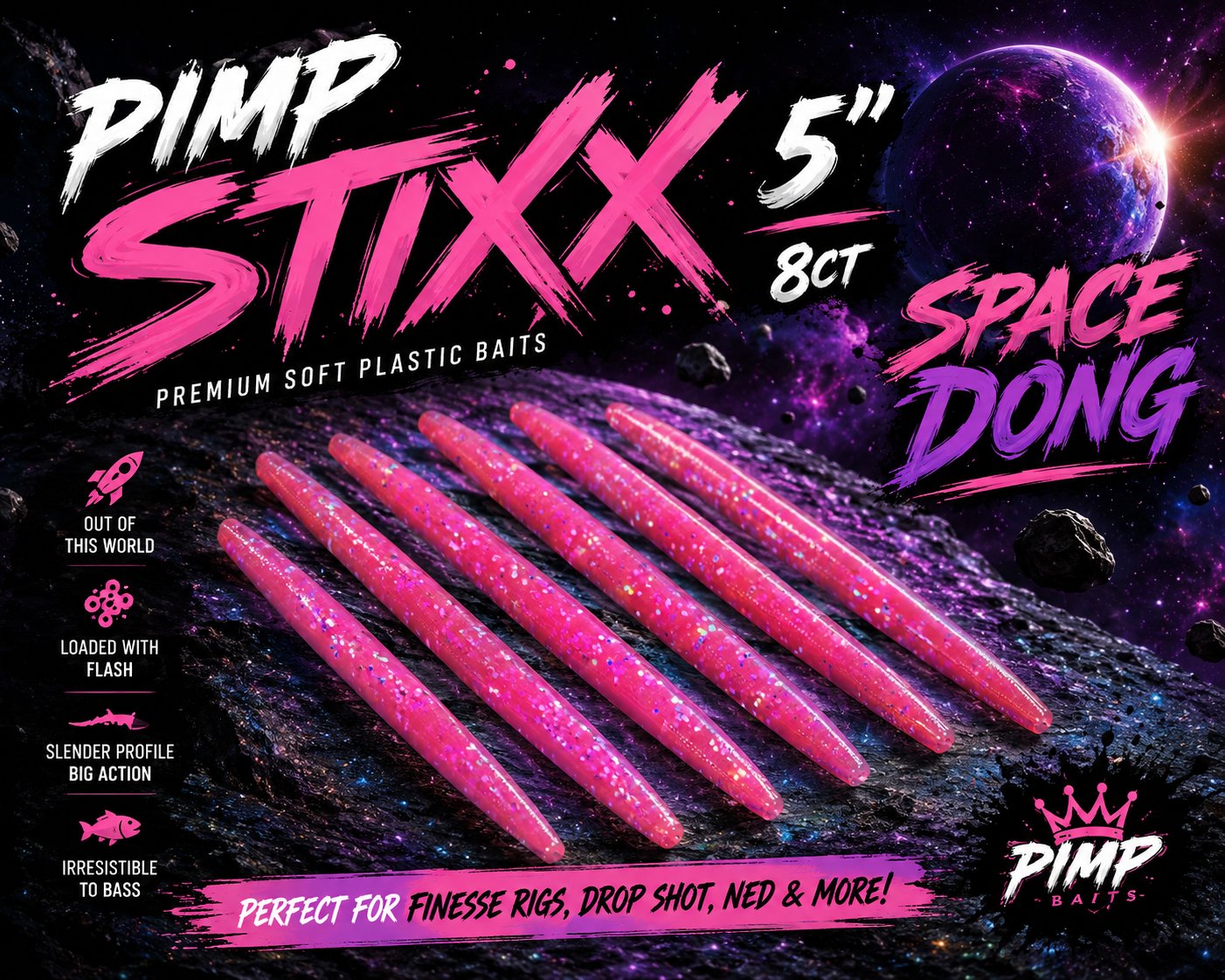 Pimp Stixx 5" ~ "Space Dong"~ 8ct.