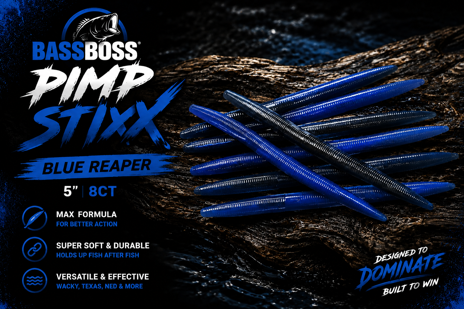 Pimp Stixx 5" ~ "Blue Reaper" ~ 8ct.