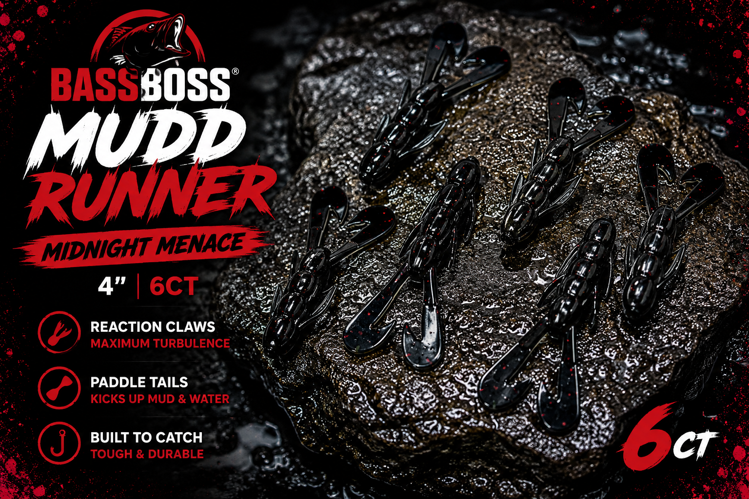 Mudd Runner 4in.  ~Midnight Menace~ 6ct.