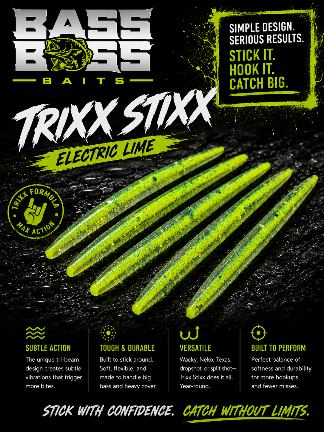 Trixx Stixx 5" Core Shot ~ "Electric Lime" ~8ct.